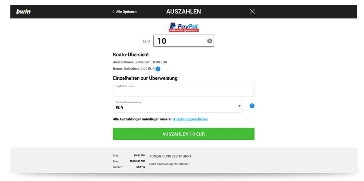 Bwin Auszahlung mit Paypal