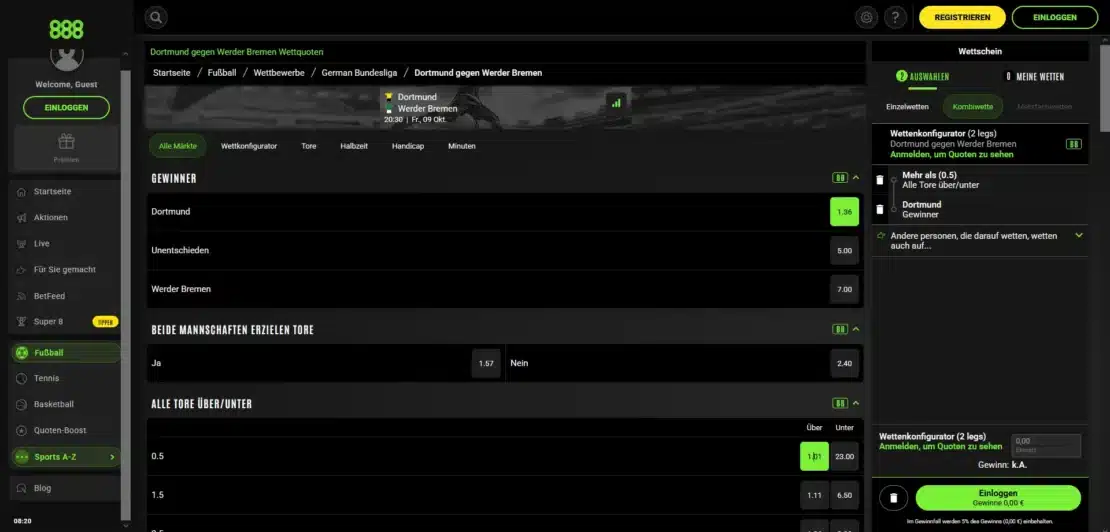 Bet Builder bei 888sport