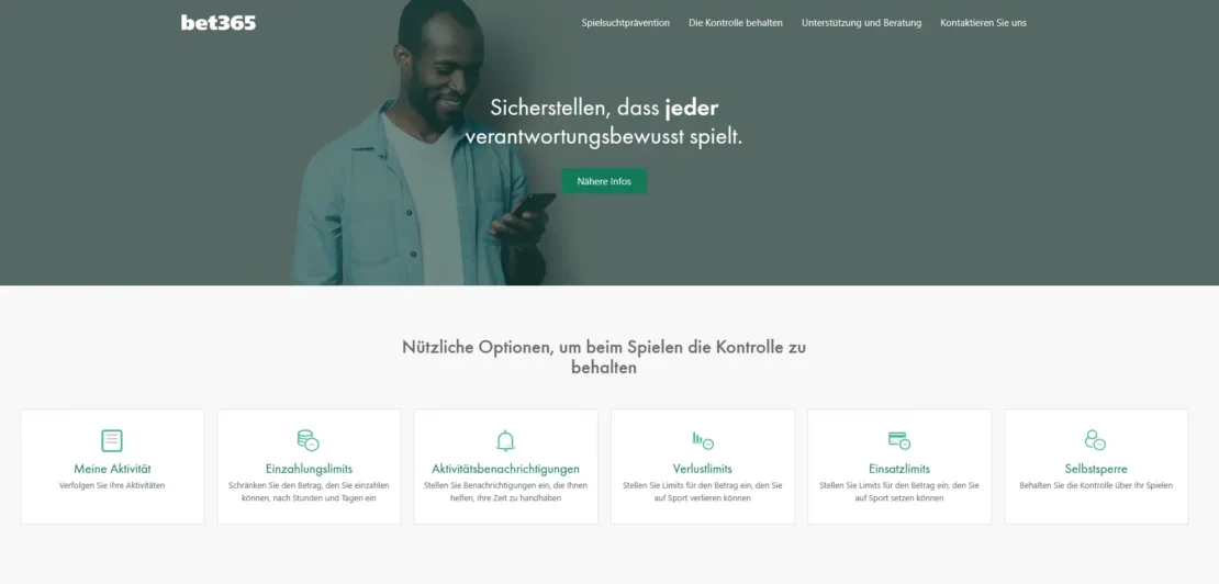 Spielerschutz bei bet365: Limits und Sperren