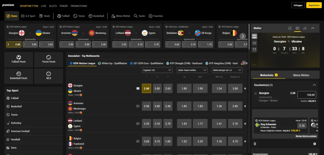 Startseite von bPremium am Desktop