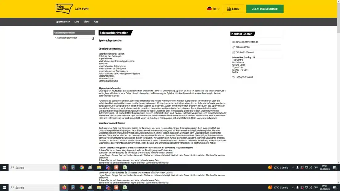 Spielerschutz bei Interwetten: Limits und Sperren