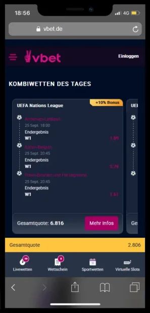 VBET im mobilen Browser