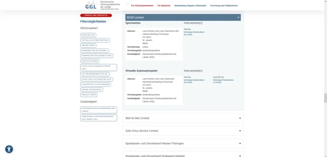 VBET auf der Whitelist der GGL