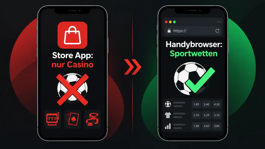 LeoVegas Casino App aus dem Store ohne Sportwetten im Vergleich zu Sportwetten im Handybrowser