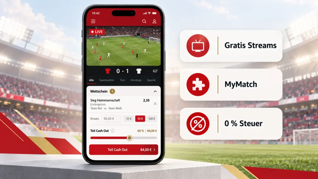 Winamax App mit Livestream, Teil Cash Out per Schieberegler und MyMatch