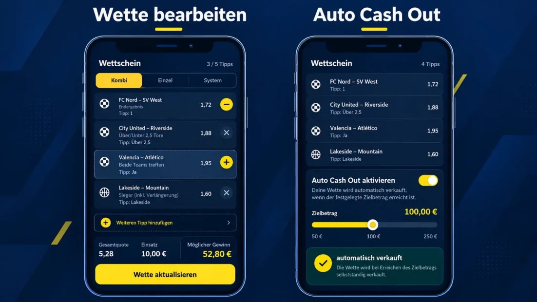 Sportingbet App: Wette nachträglich bearbeiten und Auto Cash Out mit Zielbetrag
