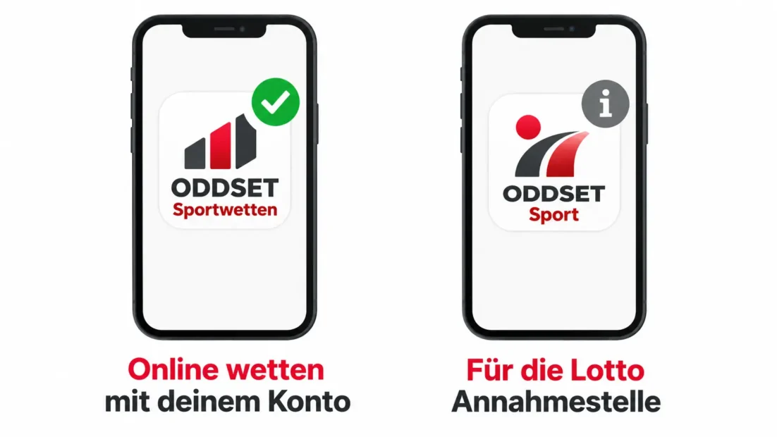 ODDSET Sportwetten für Onlinewetten mit eigenem Konto im Vergleich zu ODDSET Sport für die Lotto Annahmestelle