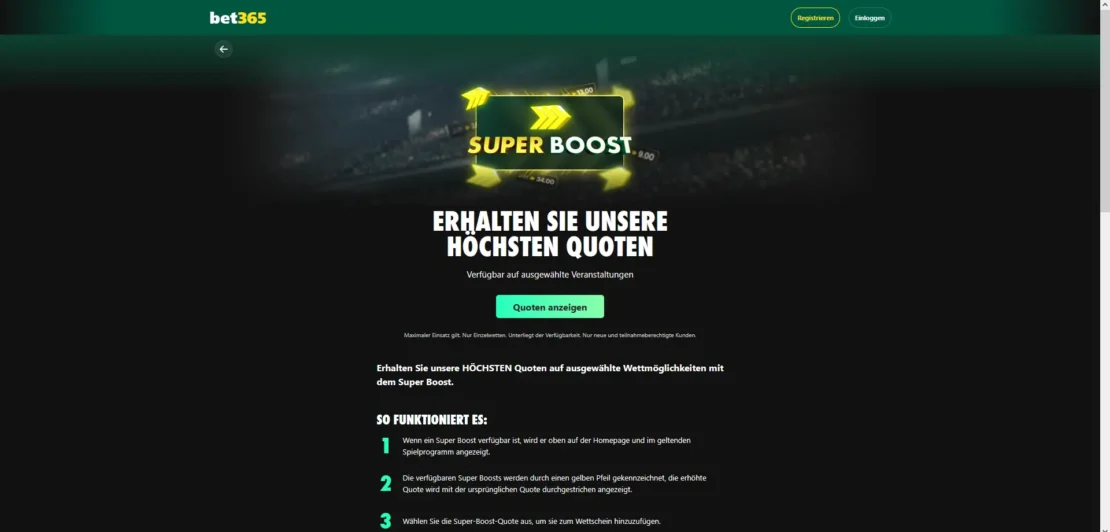 Übersicht der Werbeaktionen für Bestandskunden bei bet365