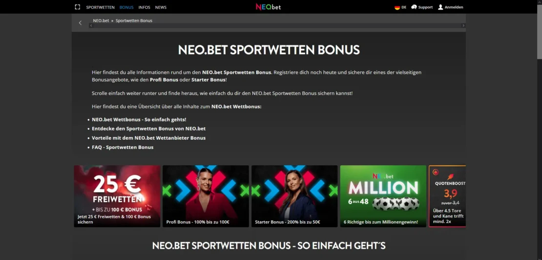 Neobet Extras für Bestandskunden ohne Promotion Code