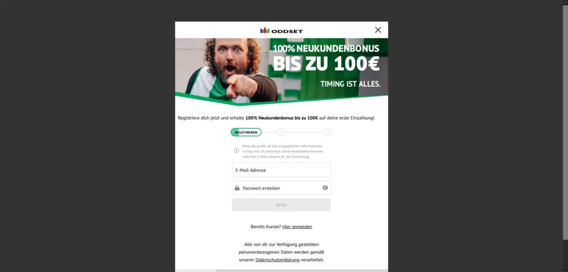 Oddset Neukundenbonus mit dem Code WELCOMEBONUS