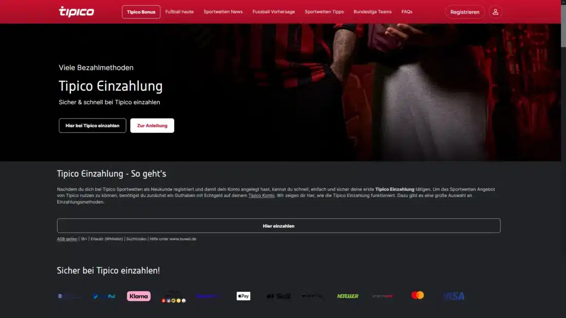Zahlungsmethoden bei Tipico