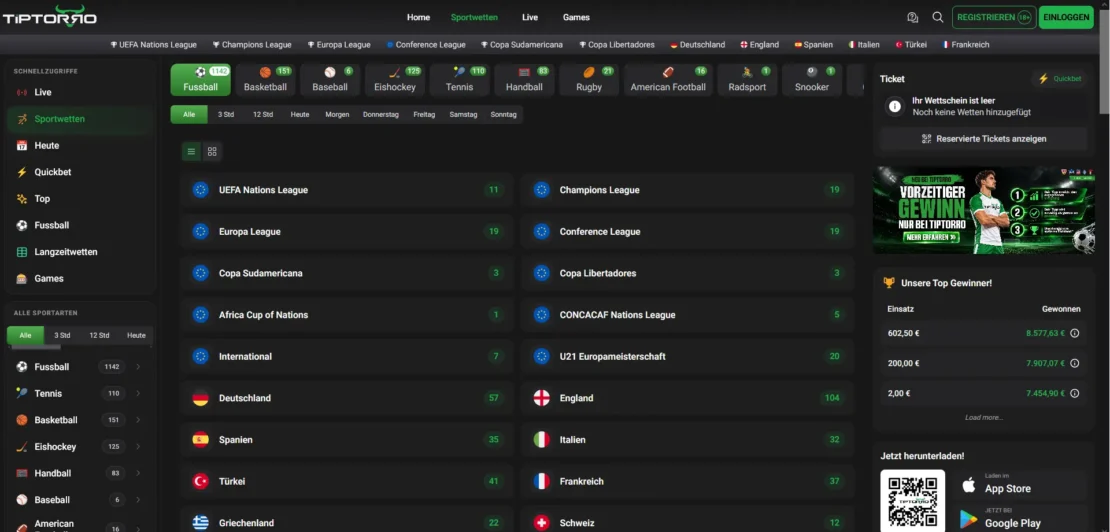 Startseite von Tiptorro am Desktop